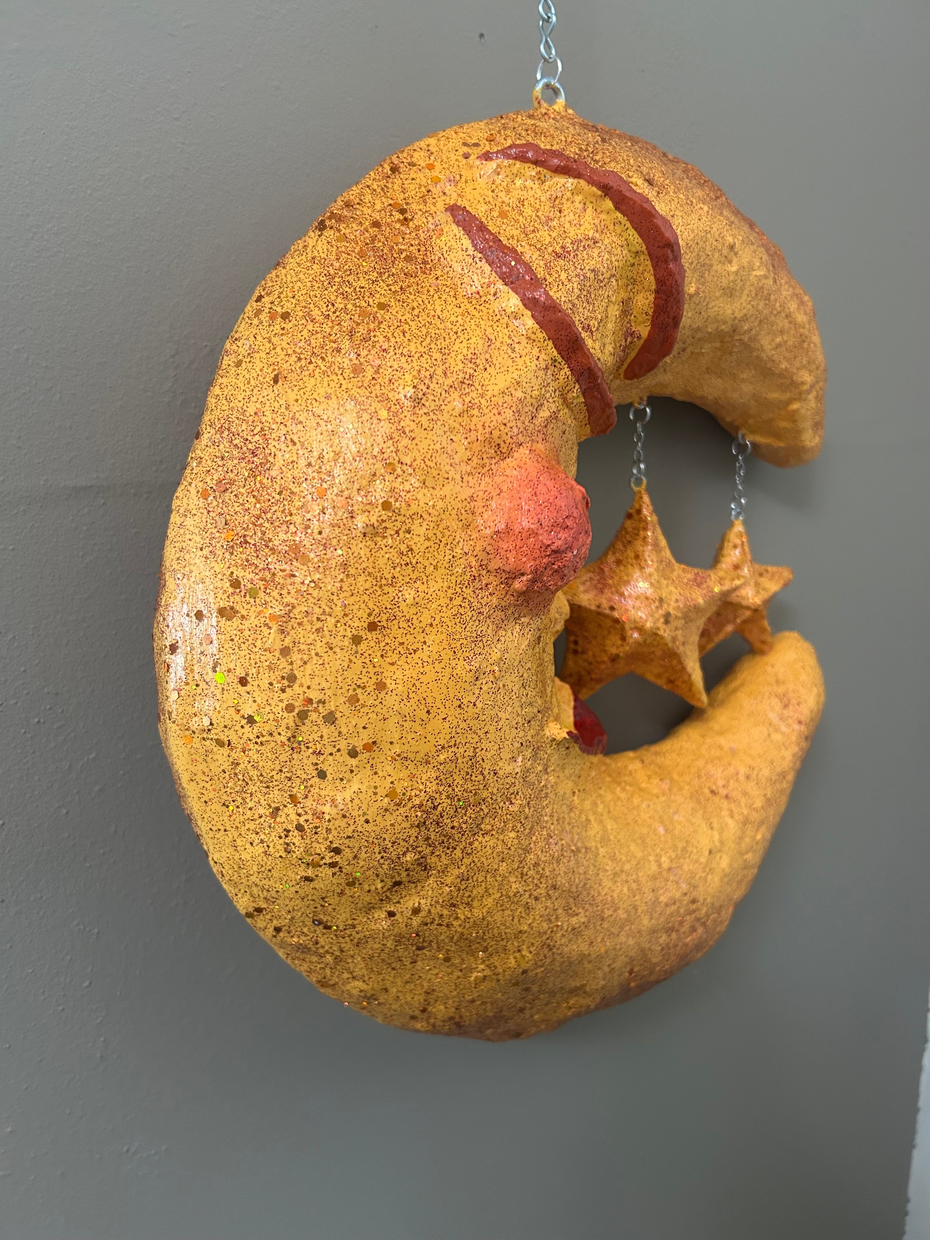 warm yellow hanging moon