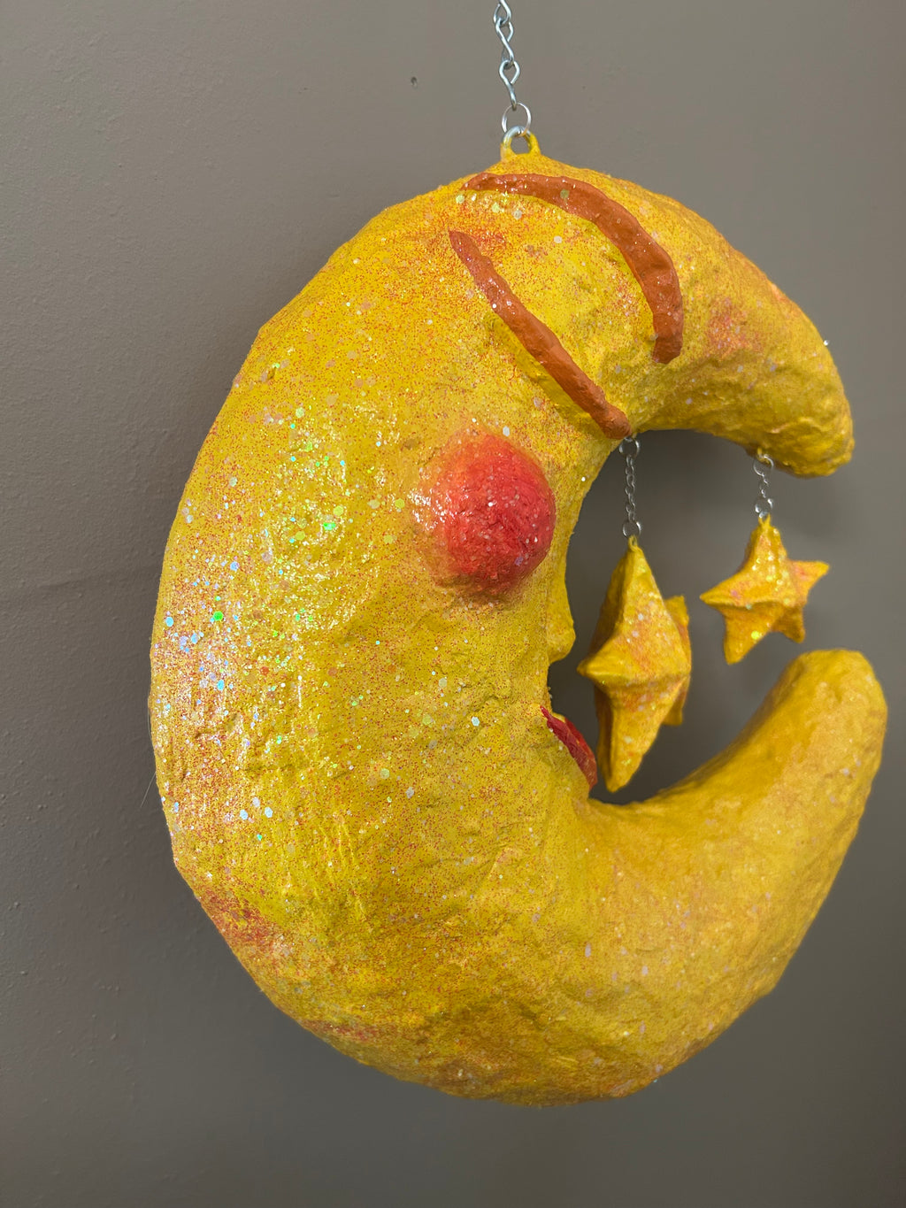 bright yellow hanging moon
