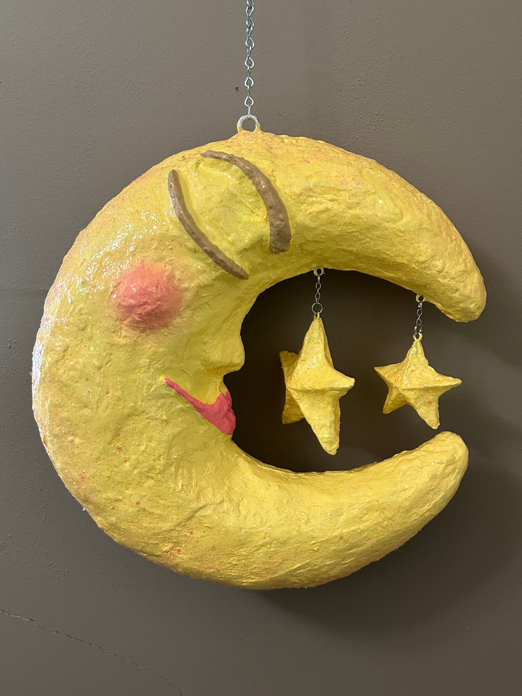 light yellow hanging moon