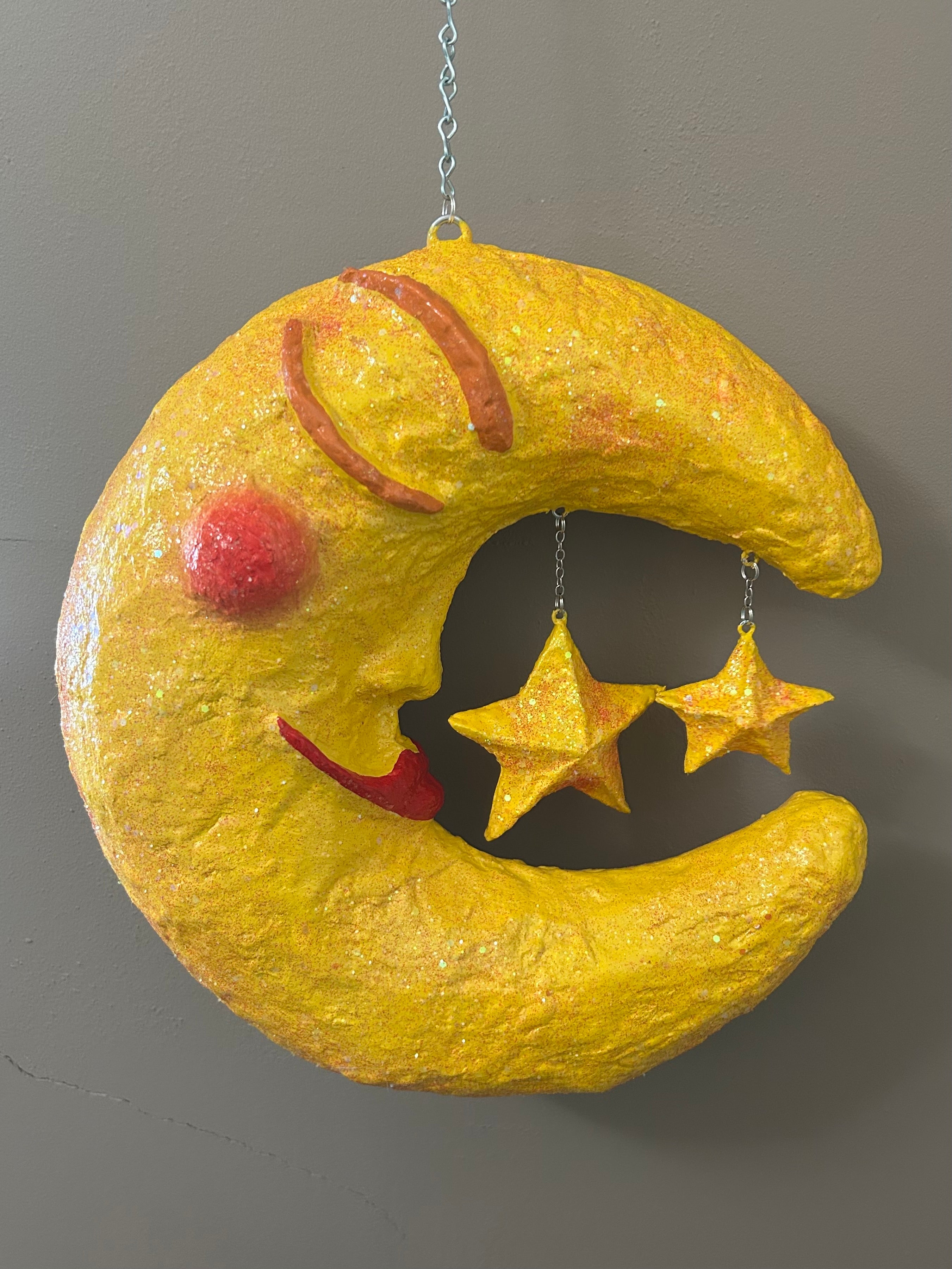 bright yellow hanging moon