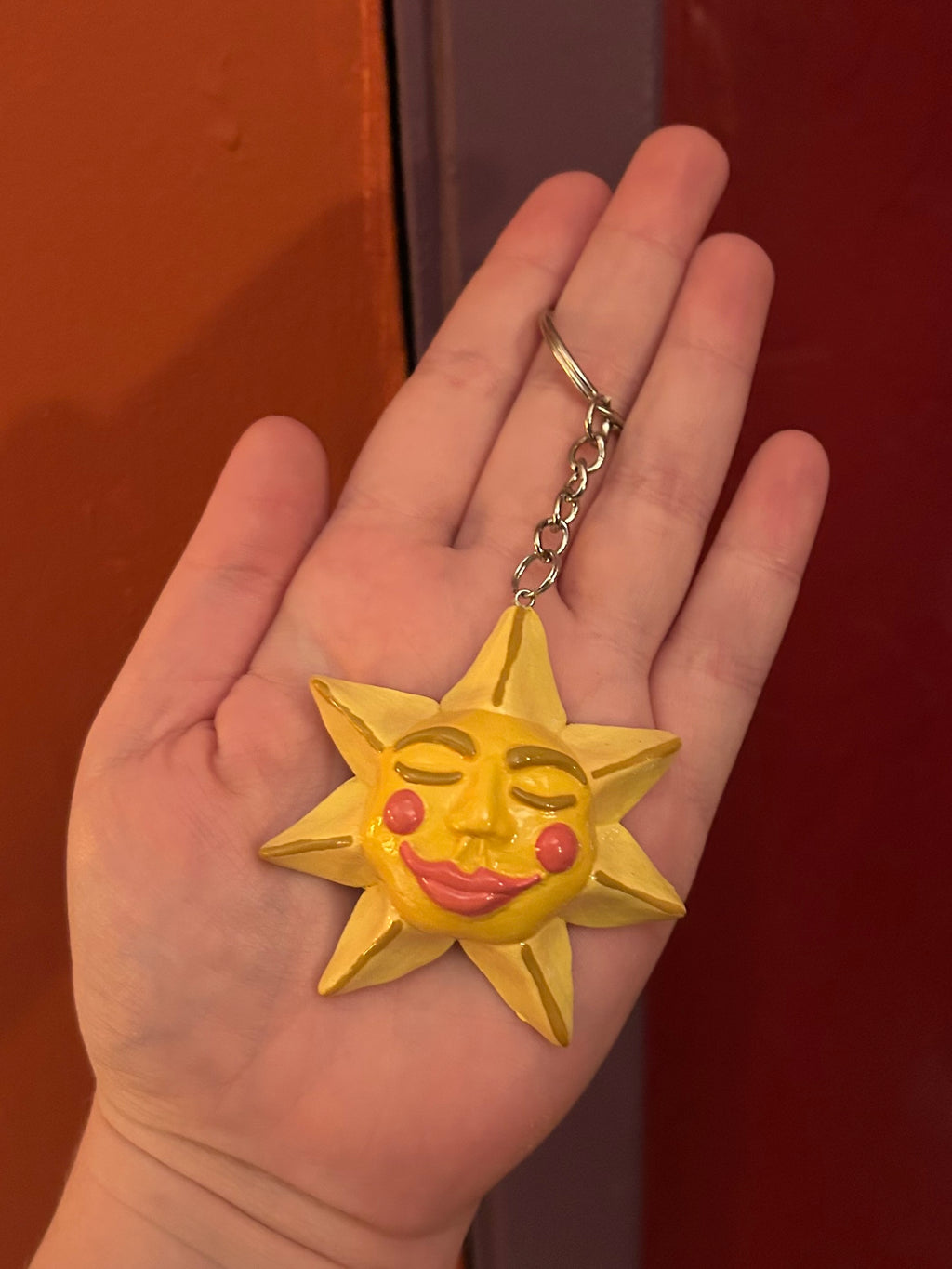 Light Yellow Sun Keychain
