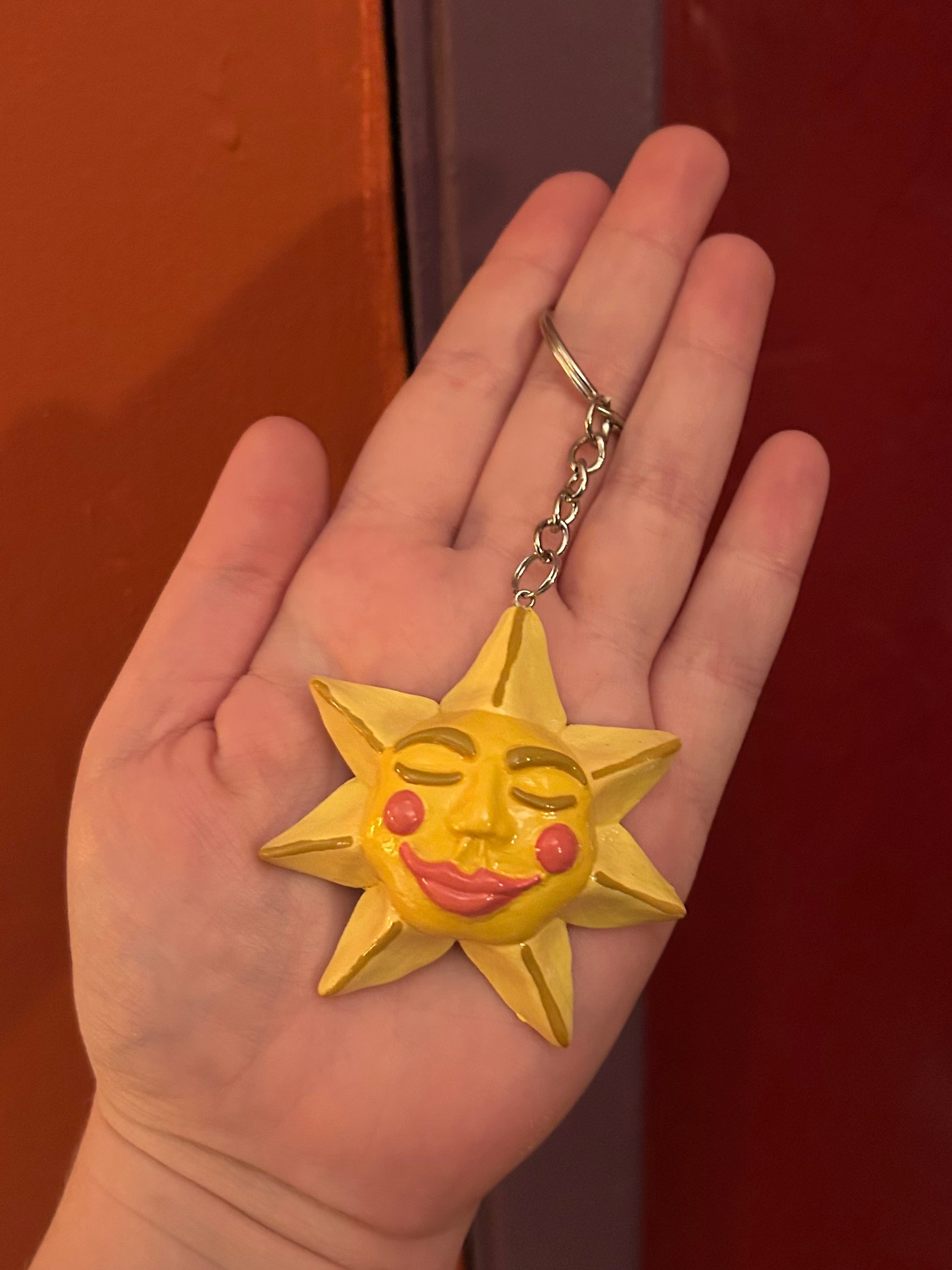 Light Yellow Sun Keychain