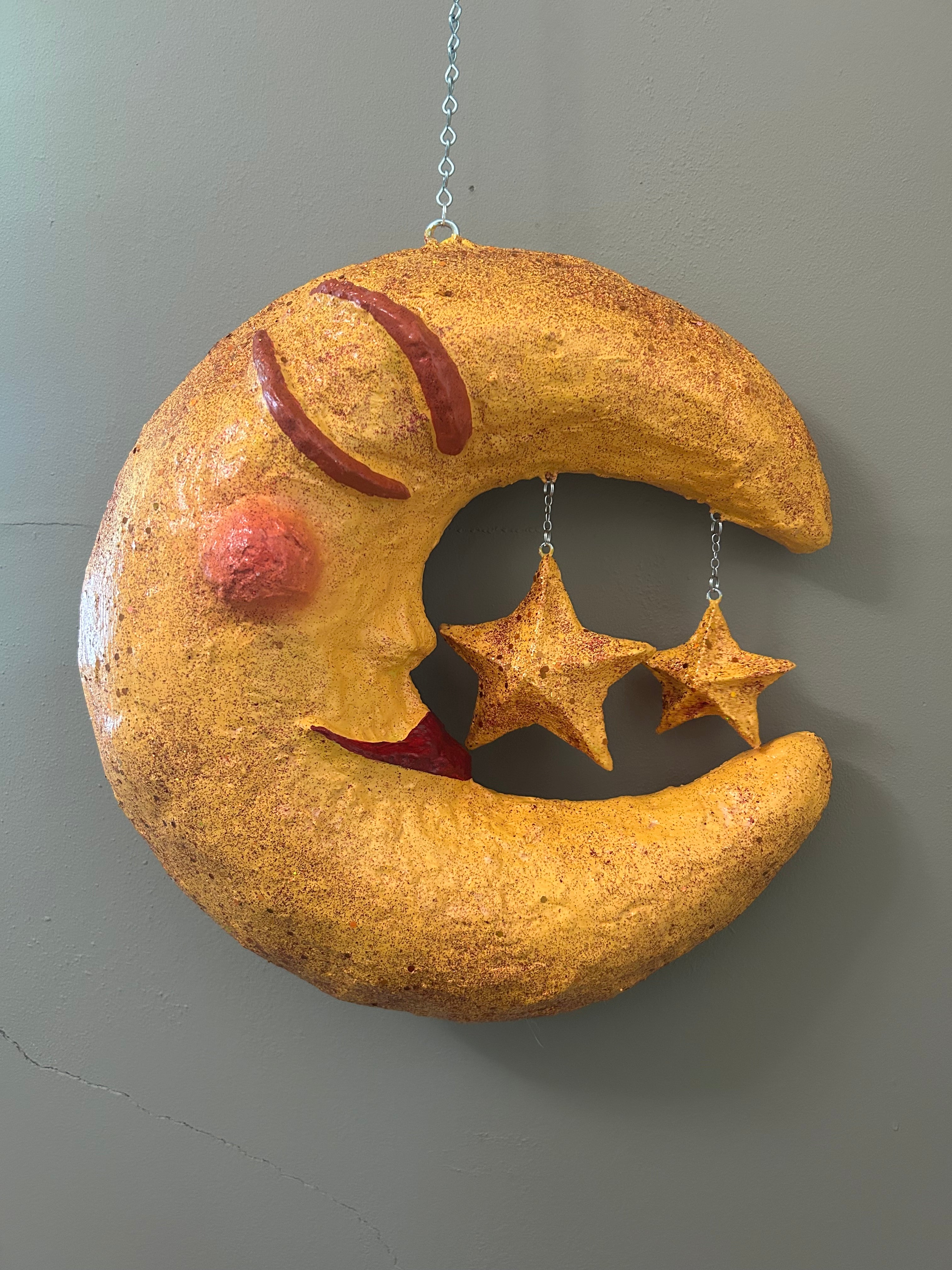 warm yellow hanging moon