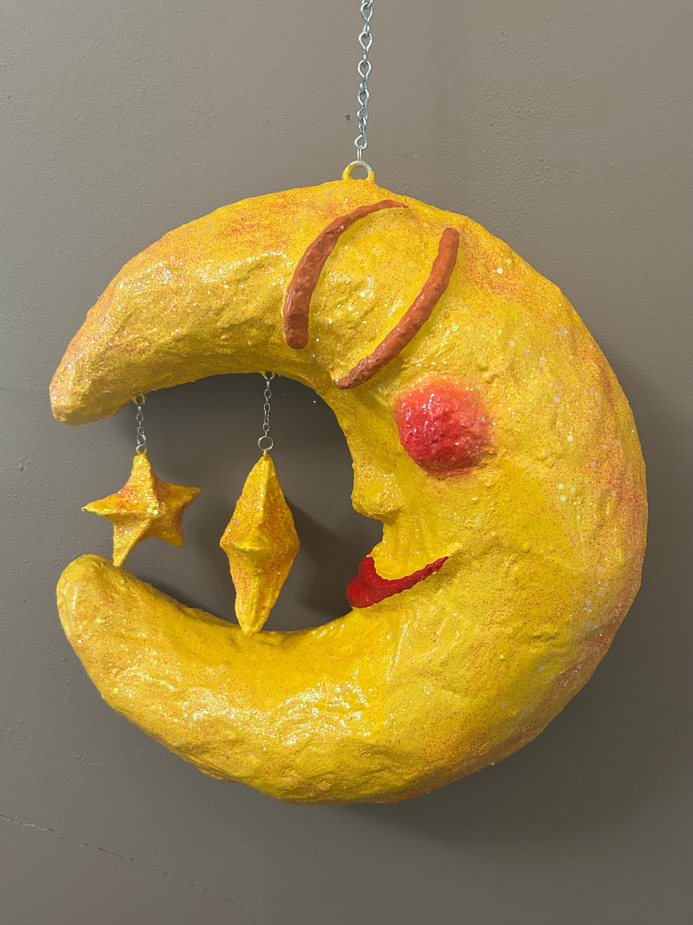 bright yellow hanging moon